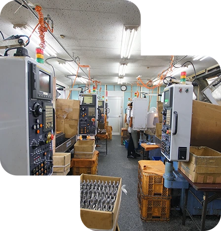 ヤマス精機の工場内に並ぶ加工設備